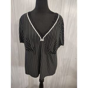 Women's Milkmaid Feminine Linea Donatella Striped Tops Size 2X Gothic Emo